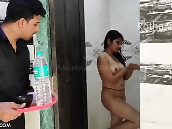 Naughty Indian Live-in lover Caught Bathroom Obsession: Big Tits, Big Ass, and Cumshot