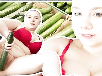 Witness this molten teeny get her taut coochie screwed by a meaty cucumber!